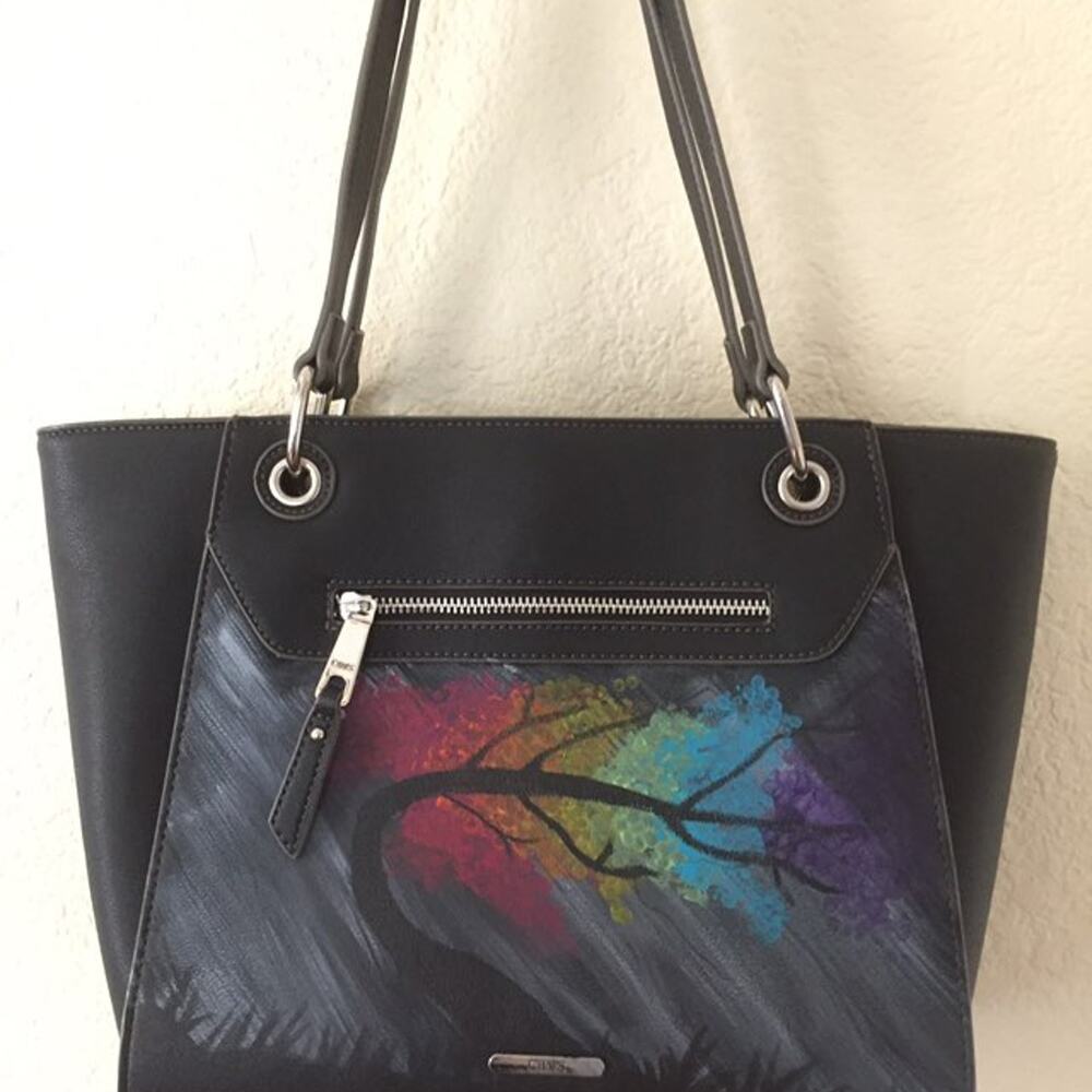 Hand Painted Champs Black Shoulder Bag